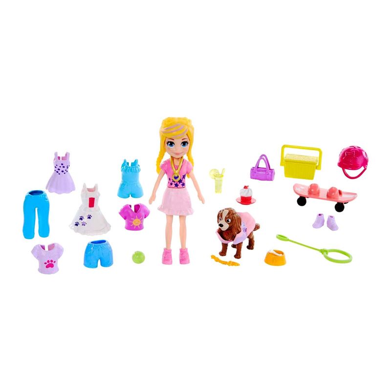 Boneca - Polly Pocket - Atividades Esportivas - Conjunto Futebol com a Polly  - 8 cm - Mattel