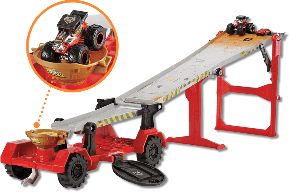 Hot Wheels Pista Downhill Race Go com Carrinhos de Brinquedos Monster Trucks  