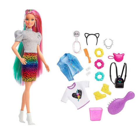 Barbie Leopard Rainbow Hair Doll 1 - Grn81 - Mattel