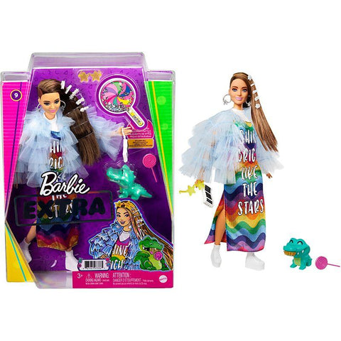 Barbie Extra Blue Coat / Rainbow Dres - Gyj78 - Mattel