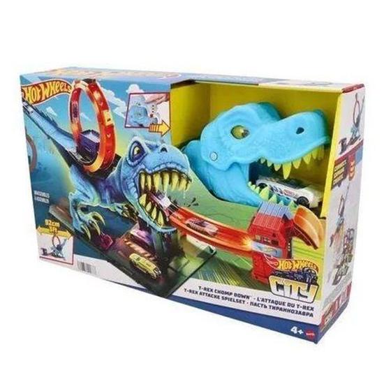 Pista Hot Carrinho Infantil Wheels Duplo Looping Dinossauro em