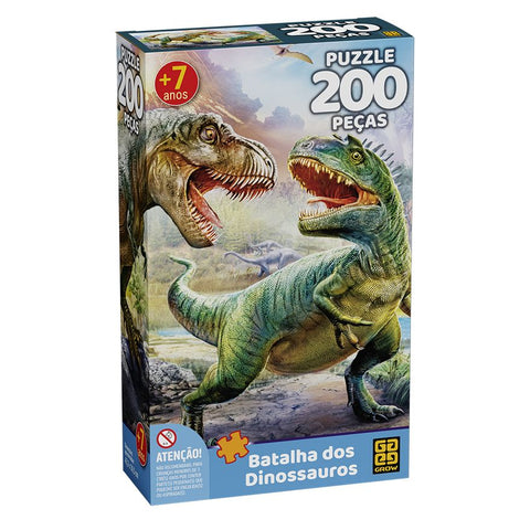 Quebra Cabeça 200 peças Batalha dos Dinossauros - 04044 - Grow